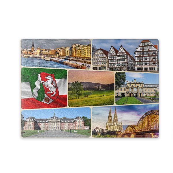 Chopping Board / Glass Chopping Board 20 x 28 x 0.4 cm German Collage North Rhei-Westphalia Design 10