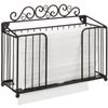 MyGift Scrollwork Black Metal Wall Mounted or Tabletop Folded Paper Towel Rack
