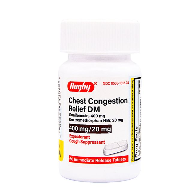 Rugby Chest Congestion Relief DM - 60 Tablets (Mucinex DM)