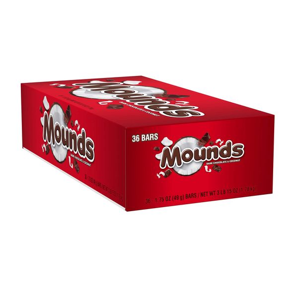 MOUNDS Dark Chocolate and Coconut Candy, Individually Wrapped, 1.75 oz Bar (36 ct)