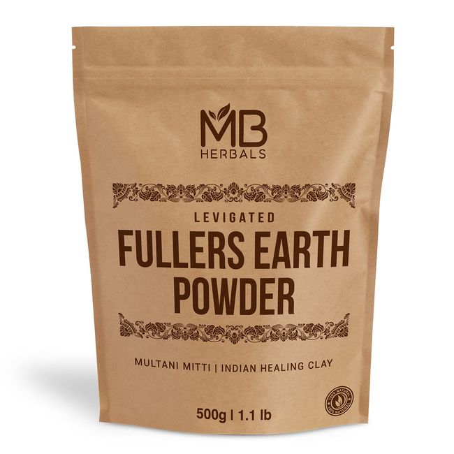 MB Herbals Fullers Earth Powder 500 Gram | 1 lb Plus | > One Pound | Multani Mud Mitti Indian Healing Clay | Pure Fuller's Earth Powder | No Added Fragrance