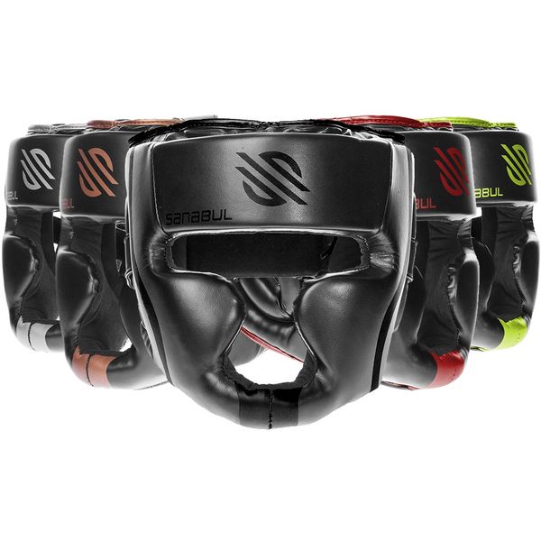 Sanabul Essential Boxing Headgear for Men & Women | Muay Thai and MMA Headgear | Sparring Headgear | Boxing Head Gear with Full Face Coverage (Black, S/M)