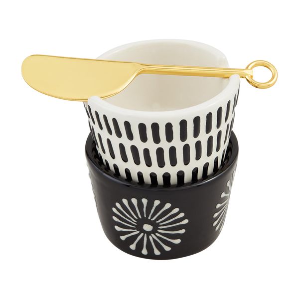 Mud Pie Starburst Set, tidbit 2" x 3" dia | spreader 5", BLACK