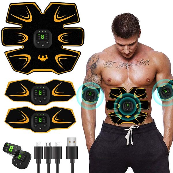 WARDBES Abs Trainer, EMS Training Device, Abdominal Muscle Trainer, Abdominal Trainer with 6 Modes & 9 Intensities, Portable Muscle Stimulator, for Abdomen, Arm, Leg Fitness Training