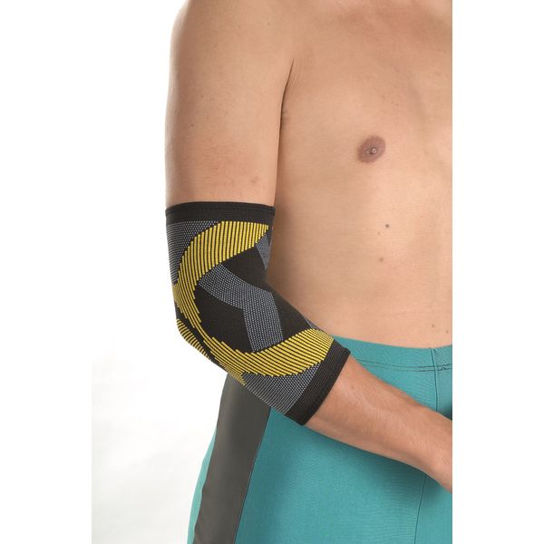 Solace Care High Performance Elasticated Compressive Elbow Support - Multi-Directional Elastic Knitting - Support for Sprained, Stiff or Aching Elbow - Edge Trim Technology (Unisex) (Small)