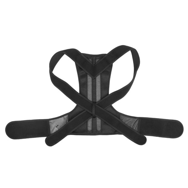 Unisex Posture Corrector Brace - Lumbar & Upper Back Support - Clavicle & Shoulder Belt (150 characters) - Black - Large