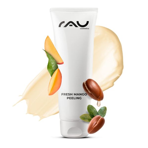 RAU Cosmetics Enzympeeling Fresh Mango Peeling 75 ml- Peeling gegen Mitesser, Pickel - Regenerationsbooster für Unreine, Reife, Trockene Haut & Neurodermitis - Zitronensäure, Vitamin C, Vitamin E