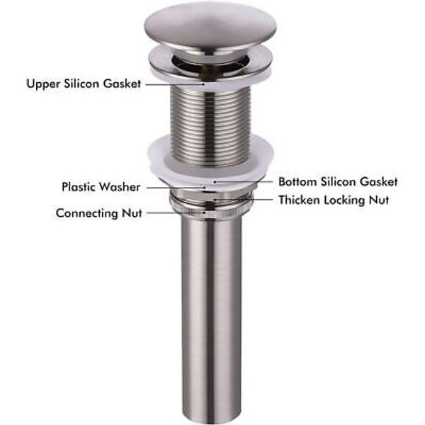 KES S2008D-BN  Bathroom Faucet  Pop Up Drain Stopper Brushed Nickel  No Overflow