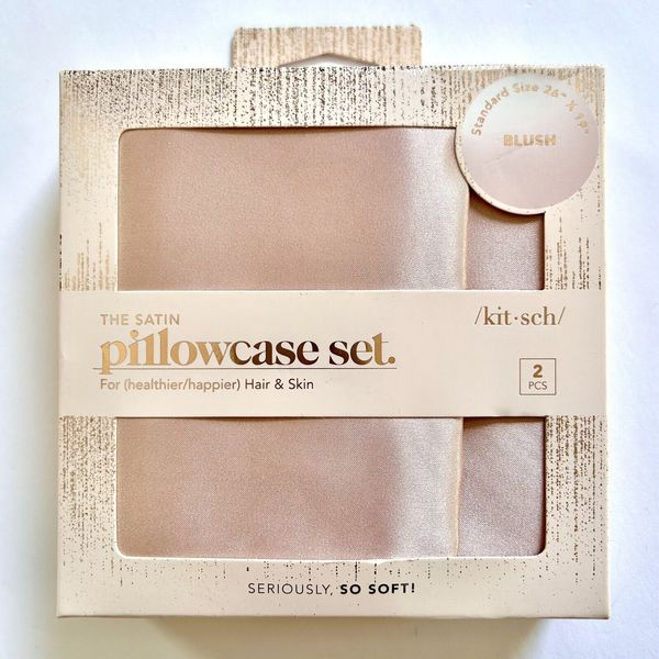 NEW! Kitsch Beauty SATIN PILLOWCASE SET OF 2 in BLUSH, Standard Size, SUPER SOFT