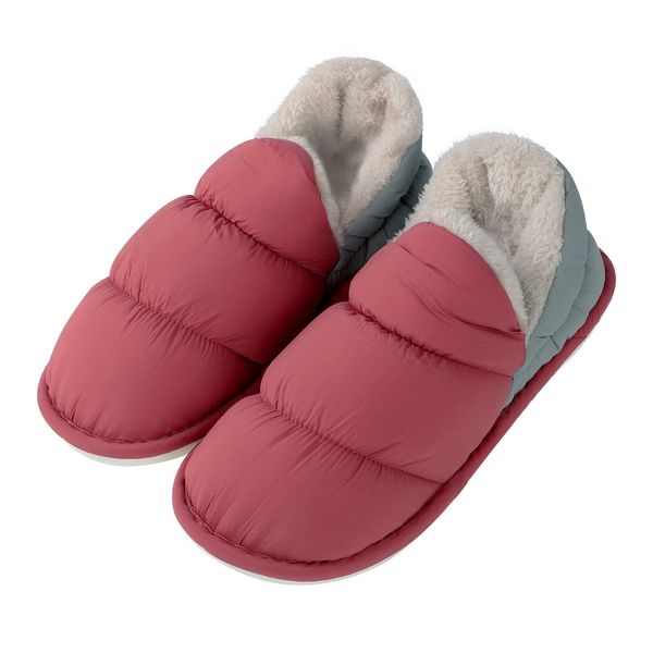 Down Slippers, Lightweight, Winter Room Shoes, Ankle Warm, Heel, Slippers, Water Repellent, Silent, Men's, Women's, Fleece Lined, Anti-Slip, Fluffy, Warm Slippers, Heel Included, Office, Office,