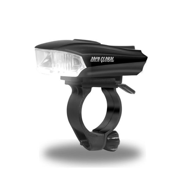 ARCH GLOBAL Bicycle Light, LED Headlight, Type c, USB Rechargeable, 400 lm, 1200 mAh, Automatic Lighting, Waterproof, Bicycle Light, Equipped with a Newly Developed Square Illumination Spot, Road