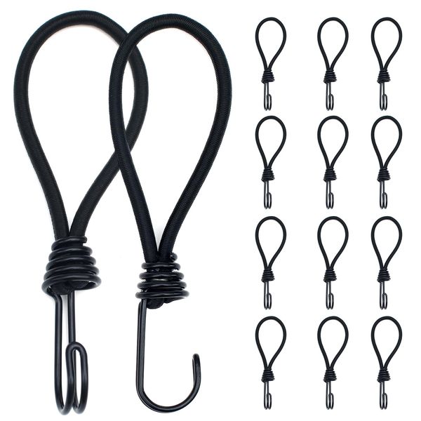 Mooshy 12 Stück Spanngummi mit Haken 20cm Expanderhaken Planenspanner mit Haken Gummispanner mit Haken Planenspanner mit Spiralhaken für Stationäre Planen, Banner, Garten, Tarps, Netze