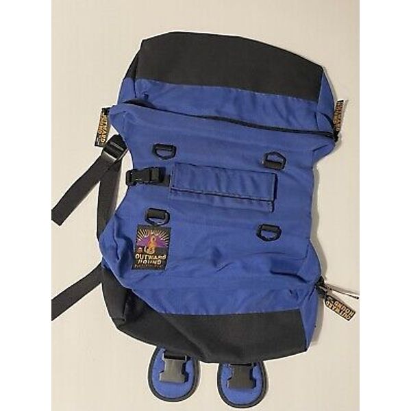 Vintage OUTWARD HOUND Pet Gear Blue Backpack Saddlebag Hiking Pockets Pack