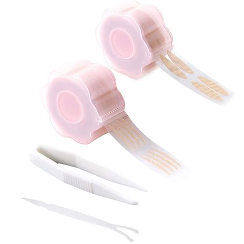Slip-on Eyelid Tapes, Pack of 1200 Waterproof Invisible Double Slip-on Eyelids Tape Eye Tapes for Droopy Mono Eyelids with Fork Rods Tweezers Hold Eyelid Lifting without Surgery Skin Colour