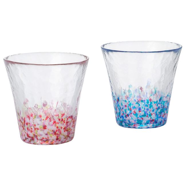 ADERIA FS62505 Tsugaru Vidro Fukukei Fukei Chunreira Pink Blue Pair Glasses, 9.2 fl oz (260 ml), Comes in a Cosmetic Box, Made in Japan, Highball, Cup, Wedding, Celebration, Beer, Stylish, Present,