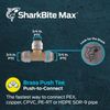 Sharkbite Max 3/4 Inch Brass Tee Push To Connect Plumbing Fitting For Pex Copper