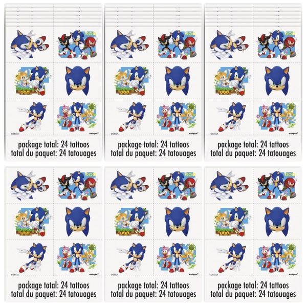 Multicolor Sonic the Hedgehog Tattoos - (24 Count) - Fun & Vibrant Temporary Tattoos, Perfect for Parties and Events