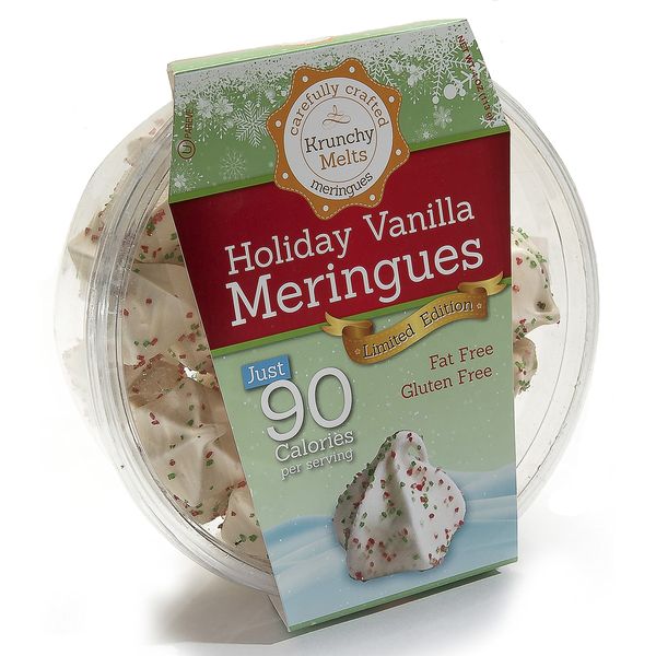 Original Meringue Cookies (Holiday Vanilla) • 90 calories per serving, Gluten Free, Fat Free, Nut Free, Low Calorie Snack, Kosher, Parve • by Krunchy Melts