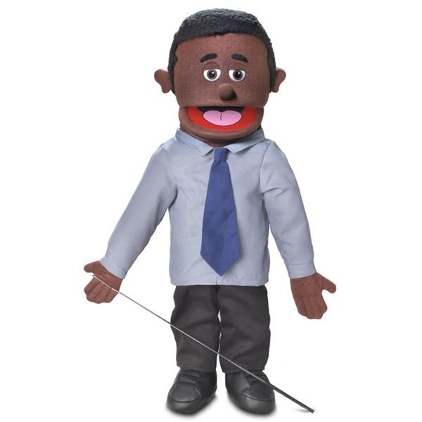 25" Calvin, Black Dad/Businessman, Full Body, Ventriloquist Style Puppet