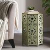 Elliot Outdoor 14 Inch Sunburst Iron Side Table (Crackle Green)
