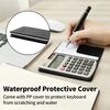 Calculator, Deli Standard Function Basic Calculators, Solar Battery Dual Power Office Calculator with Cover, Metal Panel