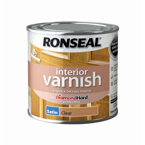 Ronseal RSLIVSCL250 Interior Varnish Quick Dry Satin Clear, 250 ml