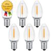6 Pack C7 Clear Led Replacement Christmas Light Bulb C7 E12 Base 120V Waterproof
