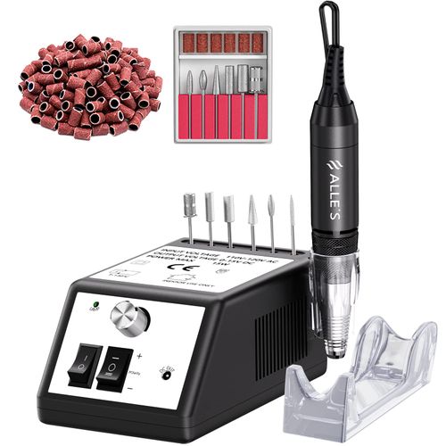 Nail Drill, Electric Nail Files, Professional Electric Nail Drill 30000 RPM Efile Buffer Manicure Grinder Tools for Acrylic Nails with Nail Drill Bits Set and Sanding Bands, Gifts(Black)