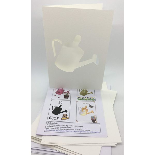 Iris Folding Card Pack Watering CAN C5 Size Makes 4 Cards DeeCraft