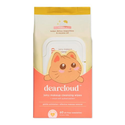 dearcloud Juicy Makeup Cleansing Wipes - 60 Count – makeup wipes and makeup remover for face – Oil-Free makeup remover wipes (Vitamin C)