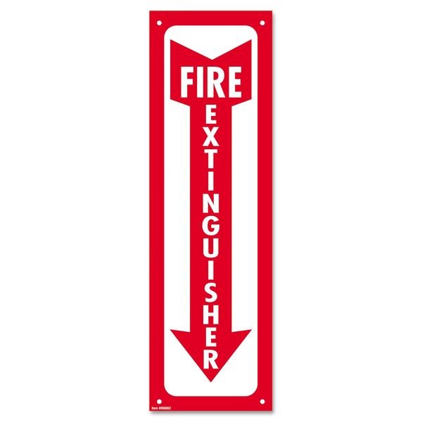 COSCO 098063 Glow-in-The-Dark Safety Sign, Fire Extinguisher, 4 x 13, Red