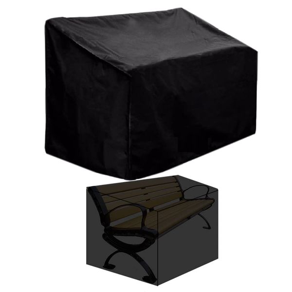 TJFU Outdoor Bench Cover,Waterproof Patio Furniture Covers Patio Loveseat Cover Durable Patio Chair Cover (52.8" x 26" x 35"(L x W x H),Black)