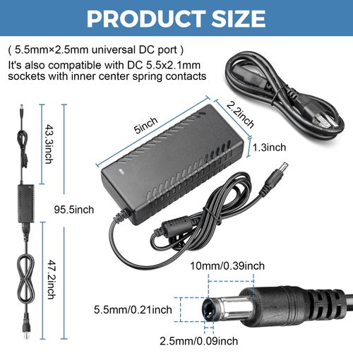 HPMN 24V 3A 72W Power Supply AC/DC Adapter AC 100-240V to DC 24V Converter 24 Volt 3 Amp Switching Power Transformer with 5.5x2.5mm DC Output Plug for LED Strip Light CCTV Camera