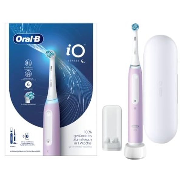 Oral-B iO Series 4 Electric Toothbrush/Electric Toothbrush, 4 Brushing Modes for Dental Care, Magnet Technology, Travel Case, Gift Man/Woman, Designed by Braun, Lavender