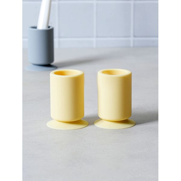 Adsorption Silicone Toothbrush Holder 2 Pack Yellow