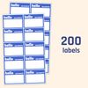 200 Pack - Hello My Name Is Stickers, 75 x 50 mm - Blue