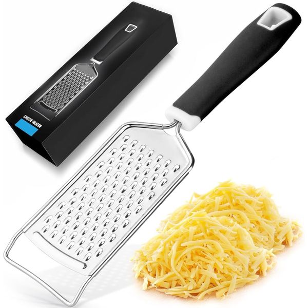 Professional Stainless Steel Cheese Grater & Zester Hand Held Flat Kitchen Tool