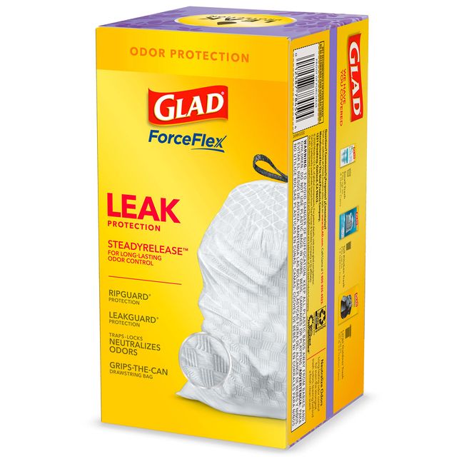 Glad ForceFlex Tall Kitchen White Trash Bags, Original Scent (13