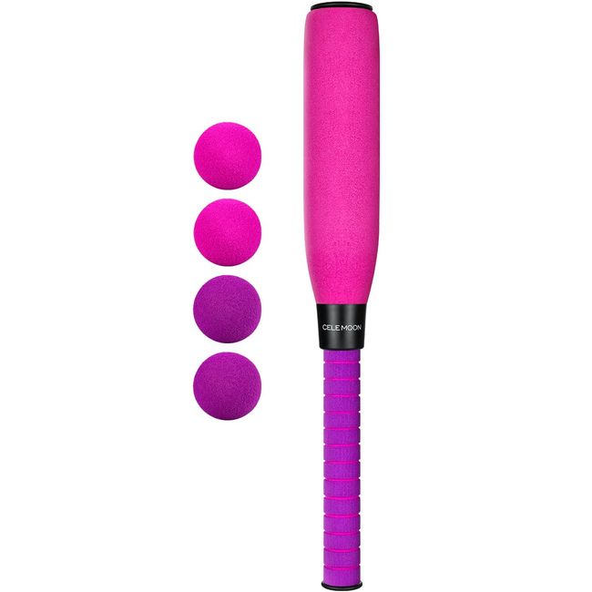 CeleMoon Ultra Soft 22 Inch Kids Foam Baseball Bat Toys with 4 Balls Gift for Children Toddlers Boys Girls Age 3-5-8 Outdoor Indoor Sport T Ball Game Playing,Pink