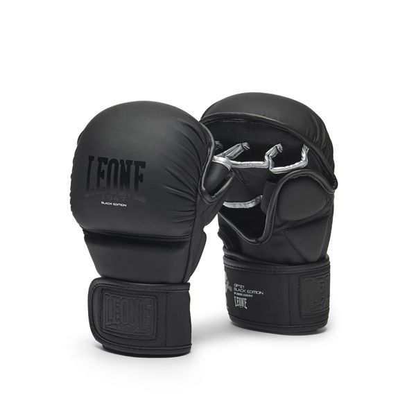 Leone 1947 GP121 MMA Sparring Gloves, Unisex, Black EVA Pad, Large, Black