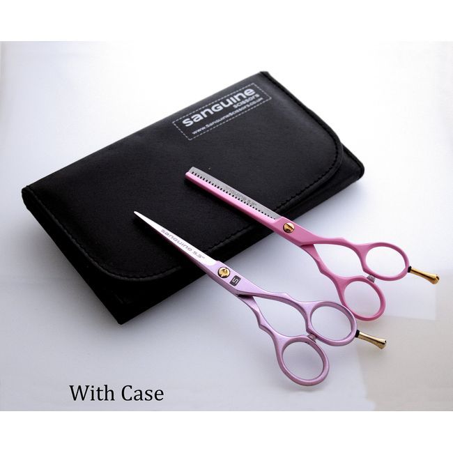 Professional Pink Hairdressing Scissors & Thinning Scissors Set 5.5 inch - Presentation Case