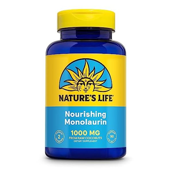 Nature's Life Monolaurin Capsules, 1000 mg | Vegetarian | Support for Healthy Immune Function & Digestion | Optimal Wellness Benefits | 90 ct