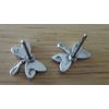 Sterling Silver 3D TINY 8x10mm Red & Blue Dragonfly Studs Earrings!