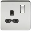 Knightsbridge SFR7000PC Screwless 13A 1G Dp Switched Socket-Polished Chrome, Silver