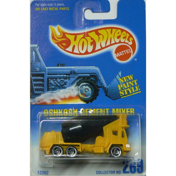 Hot Wheels Oshkosh Cement Mixer #269 with All Black Tank and 3 Spoke Razor Wheels