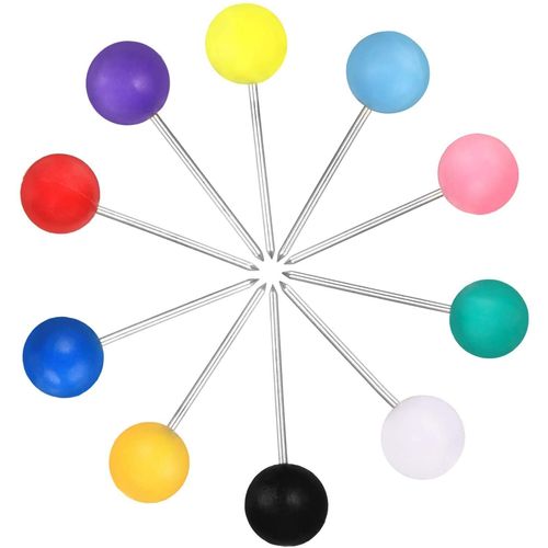 500 Pcs Map Push Pins Map Tacks,1/8 Inch 10 Colors Plastic Round Head Tacks with Steel Points for World Map, Cork Board,Fabric Marking