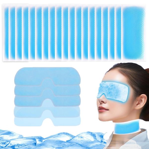 20pcs Cooling Forehead Strips and 5pcs Eye Cooling Pads, Cooling Gel Sheet Cooling Patches for Fatigue Headache Fever Discomfort and Pain Relief