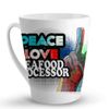 Makoroni - PEACE LOVE SEAFOOD PROCESSOR - 12 Oz. Unique Ceramic Coffee Cup, LATTE MUG
