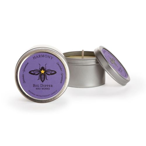 Big Dipper Wax Works Beeswax Aromatherapy Candle, Harmony, Small Tin, Pure Lavender Scented, 12-Hour Burn, Pure Essentail Oils, 1.5" x 1"