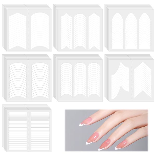 Molain French Manicure Nail Art Sticker, 70 fogli, 2780 pezzi, adesivi per manicure, 5 disegni, adesivi per unghie, guide per bordi